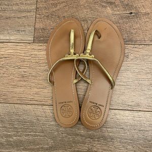 Tory Burch gold thong sandals